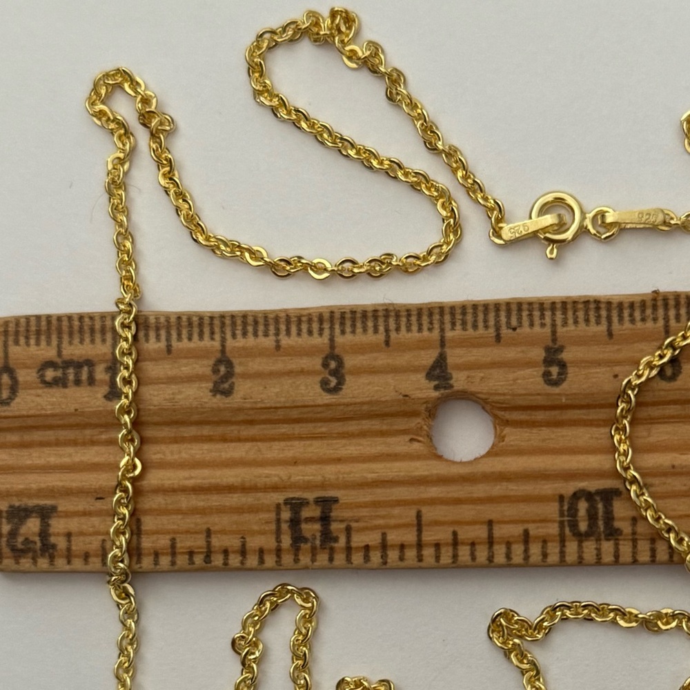 925 Silver 21.75” 2mm necklace link chain 18k yellow gold plated unisex